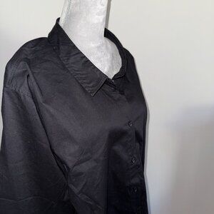Woman Within Button Up Shirt Long Sleeve Collared Black Size 3X